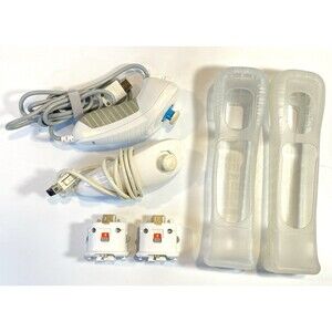 Nintendo Wii LOT Remote Motion Plus Adapter Nunchuck Lot w/ Sleeves Tested READ